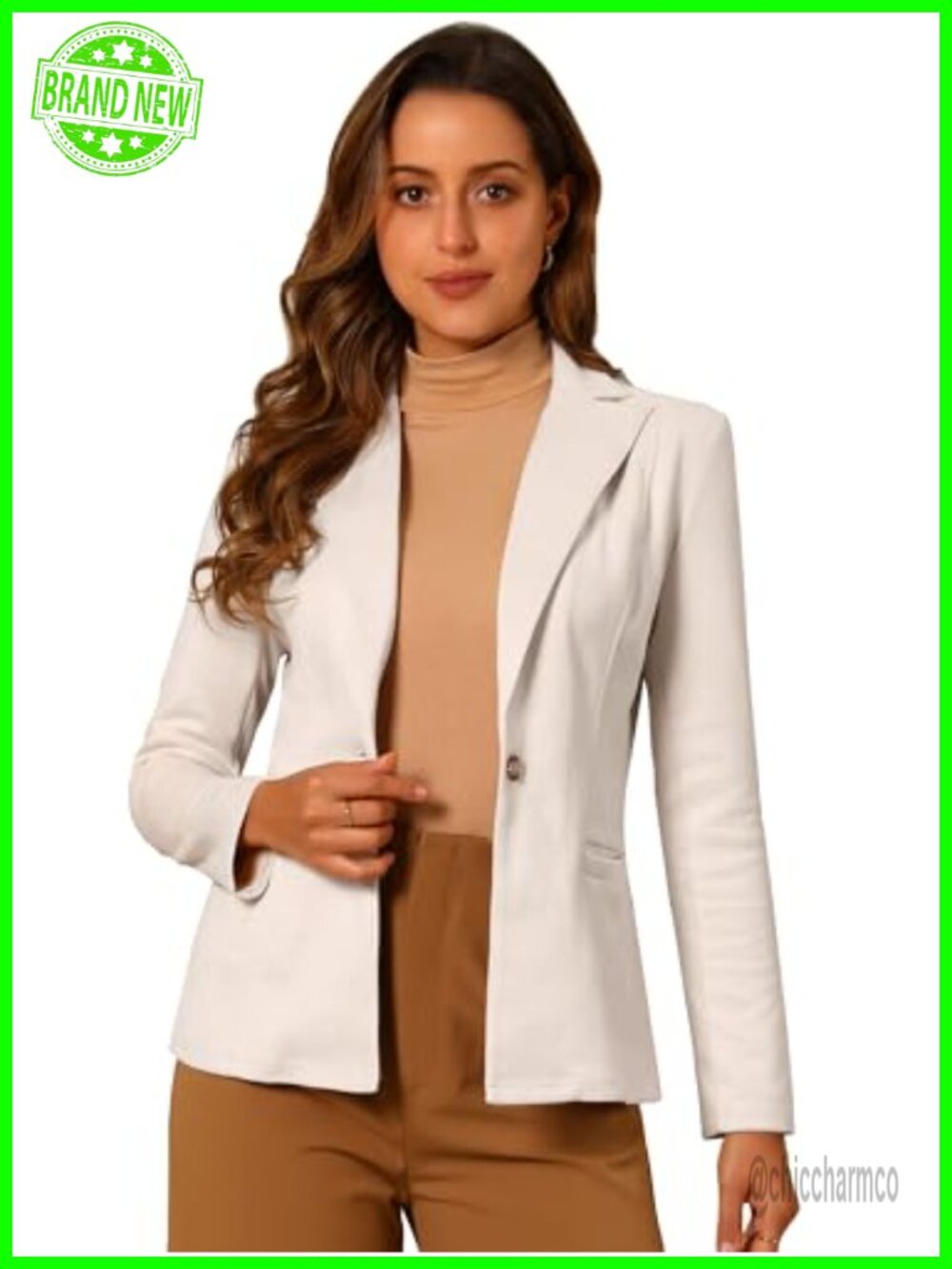 Faux Suede Blazer Long Sleeve Lapel Collar Button Work Office Jacket